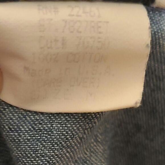 Oversized Vintage Red Blue Denim Plaid Button Flannel - Size M - Picture 4 of 9